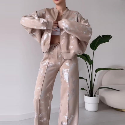 Pure Color Sequins Design Sense Track suit