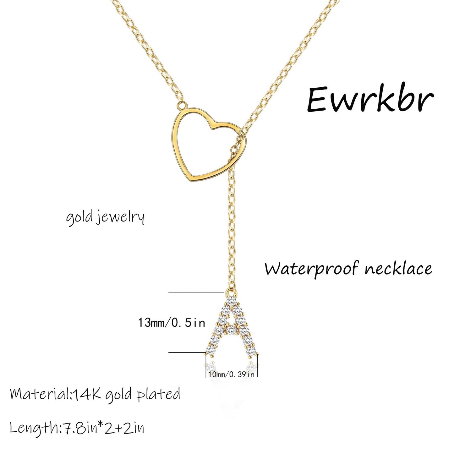 Brass Gold Plating Full Inlaid Zircon Name letter Neclace