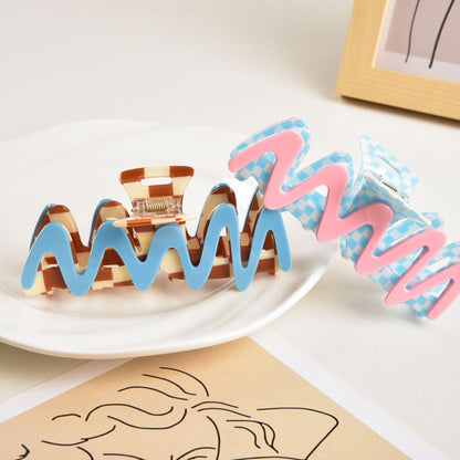 New Candy Color Checkerboard Acetate Hair Claw