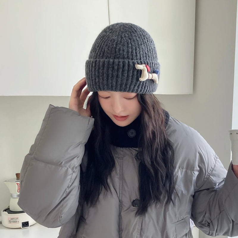 Cute Dog Knitted  Fashionable Beanie Hat