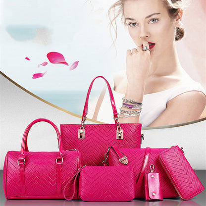 Fashionable And Trendy Embossed Six Piece Bags Set Offer