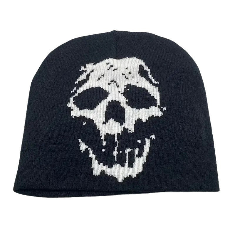 Gothic Skull Printed Jacquard Beanie Hat