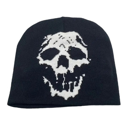 Gothic Skull Printed Jacquard Beanie Hat