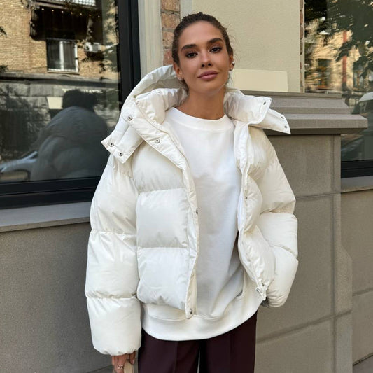 Cotton-padded Loose Coat Cap Puffer Jacket