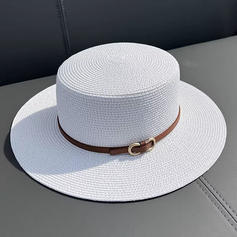 Women's Summer Seaside UV Protection Flat Straw Hat
