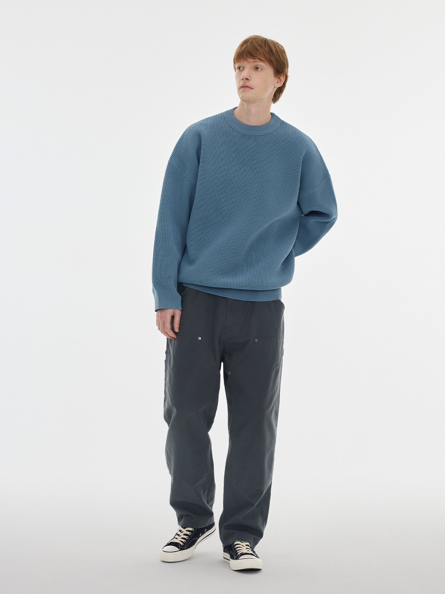 HARBOR WAFFLE CREW NECK PULLOVER SWEATER