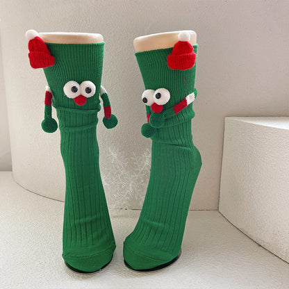 Cute Cartoon Christmas Socks Solid Cotton Middle-tube Socks