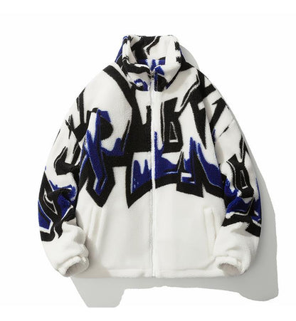 Fashion Printed Loose New Men's Fleece Cotton-padded Coat