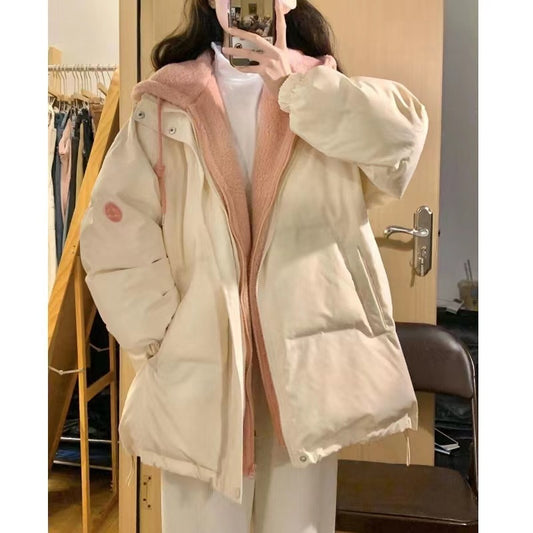 Gefälschte Zweiteiler Stil Mäntel Damen Lose Verdickt Warm Stepp Jackey