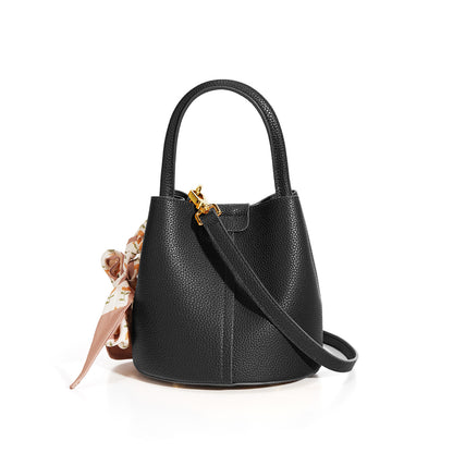 Genuine Leather Advanced Texture Bucket Bag