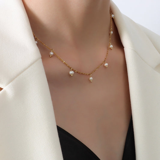French Style 18K Gold Plating Freshwater Pearl Necklace