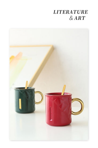 Creative Ceramic Mug Gold-plated Handle Coffee Cup