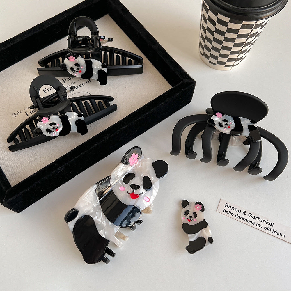 Cartoon Panda Acetate Grip Cute Animal Hair Claws