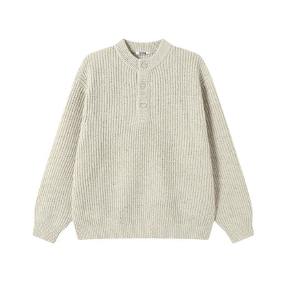 HENLEY NECK ALPACA WOOL SWEATER