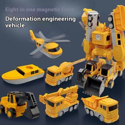 Magnetic Deformation Transformer Engineering Car Children's Toy