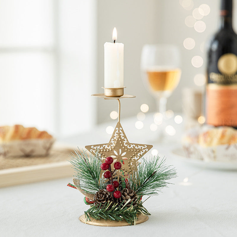 Christmas Golden Wrought Iron Candle Holding sticks