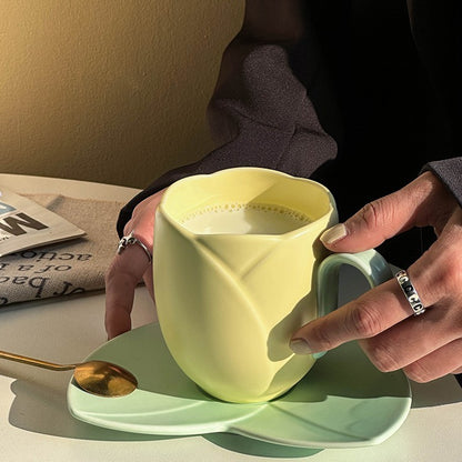 Creative Rose Flower Ceramic Cup And Saucer