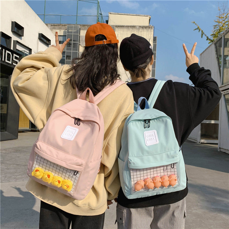 Cute little yellow duck transparent backpack
