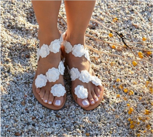 foreign trade new pu toe flowers flat bottom