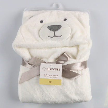 Baby fleece Cartoon Style bath hooded towel