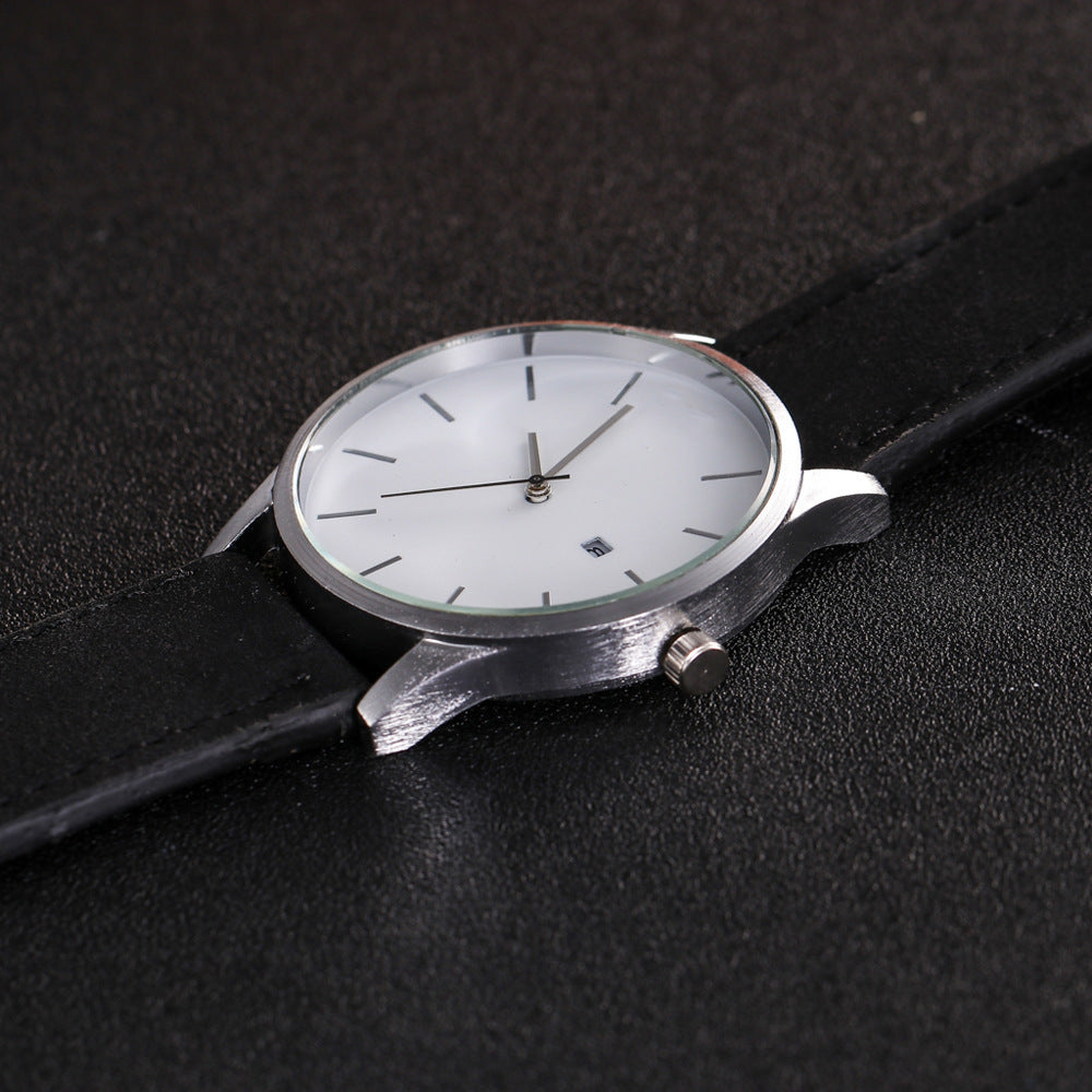 Business Large Dial Watch For Men's Matte Belt Simple Quartz Wrist Watch