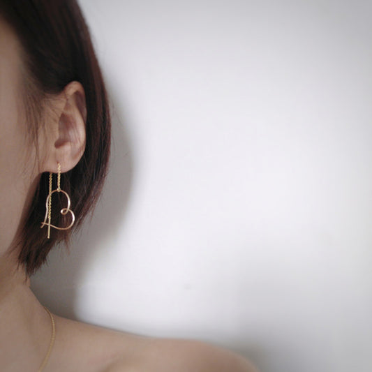 18k gold hollow heart earrings