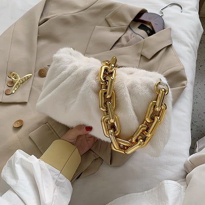 Hairy thick chain cloud bag