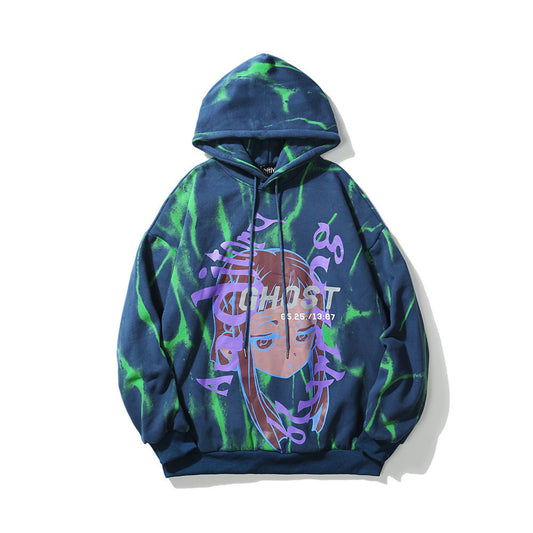 Cartoon Print velvet Sweater Street Trend Hoodie