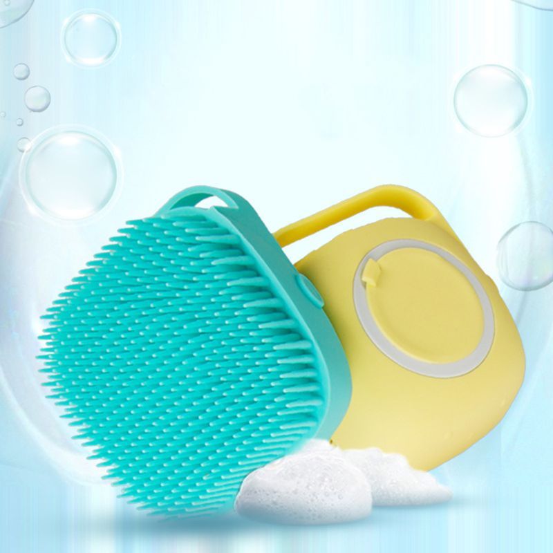 Soft Silicone Bristles Cat Dog Bath Brush Comb Scrubber Shampoo Dispenser