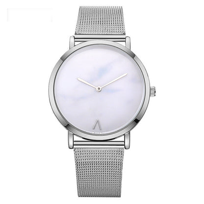Vansvar fashion brand silver and gold mesh band creative marble wristwatch