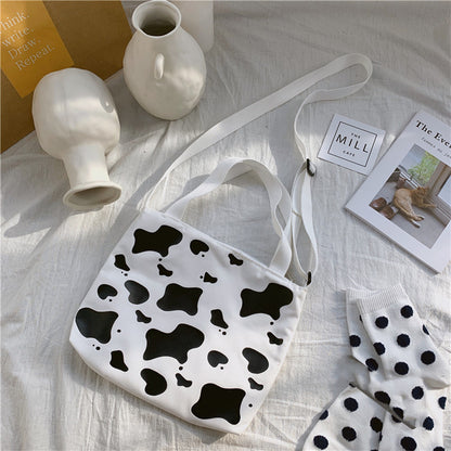 Girls cow print canvas bag