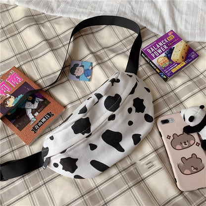 Girls cow print canvas bag
