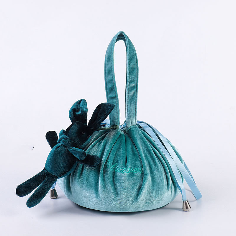 New Cartoon Rabbit Ears Velvet Cosmetic Bag