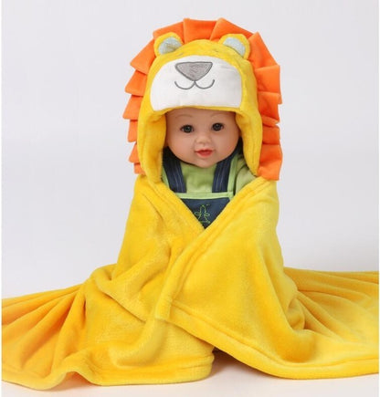 Baby fleece Cartoon Style bath hooded towel