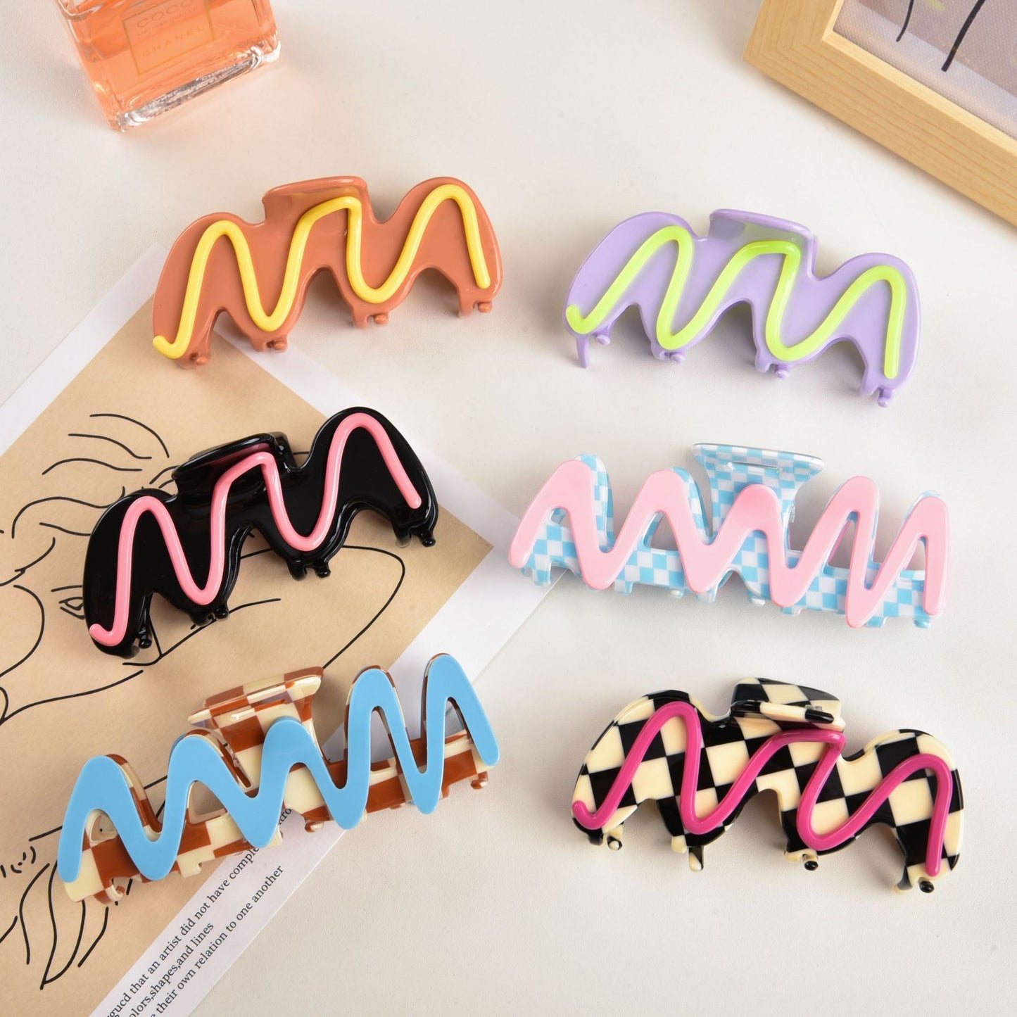 New Candy Color Checkerboard Acetate Hair Claw