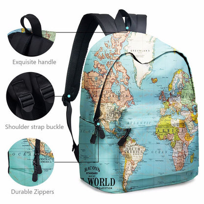 Europe and America map two-piece schoolbag