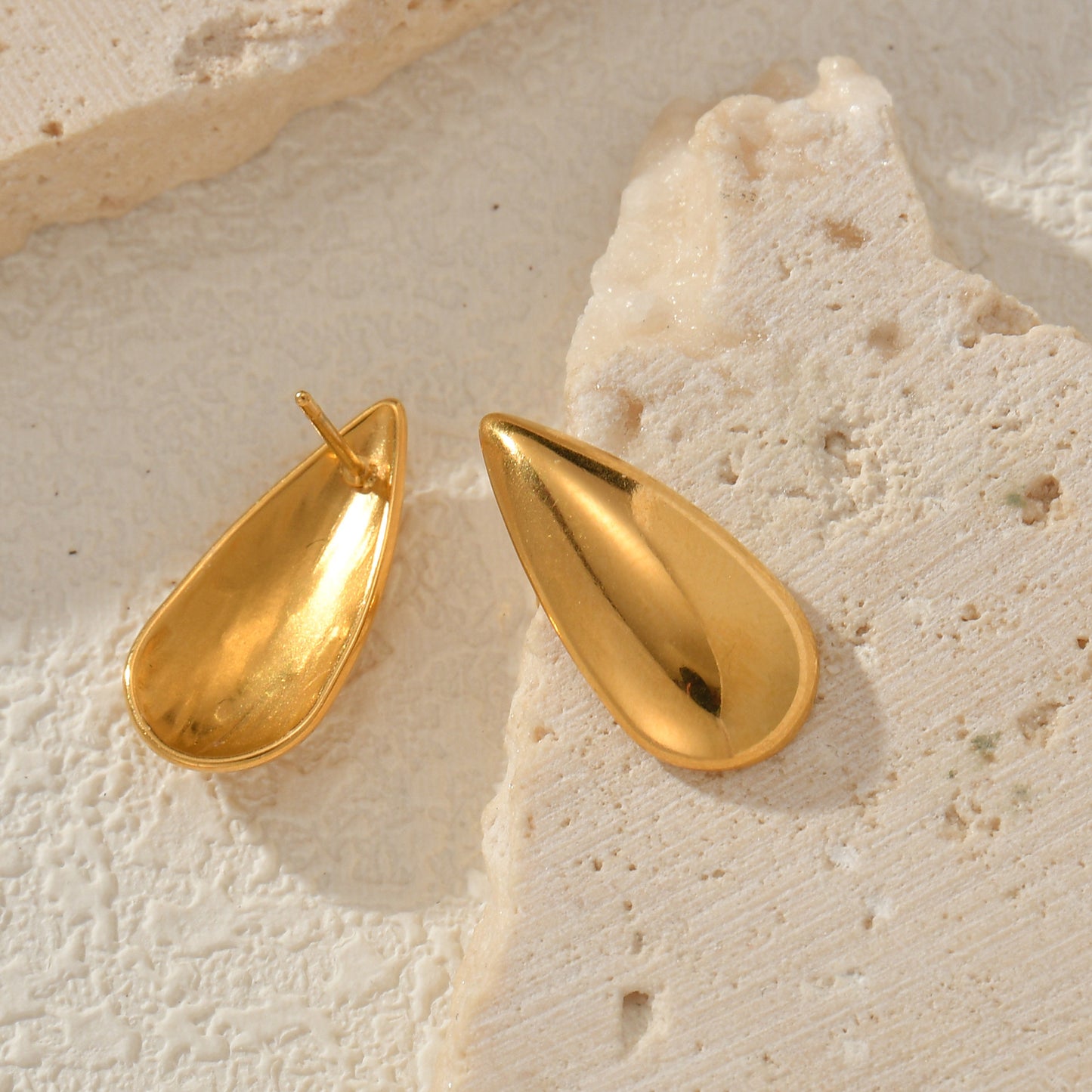 18K Gold Stainless Steel Dropper Shape Earrings