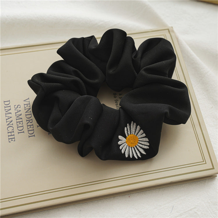 Daisy Embroidery Large Scrunchie