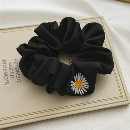 Daisy Embroidery Large Scrunchie