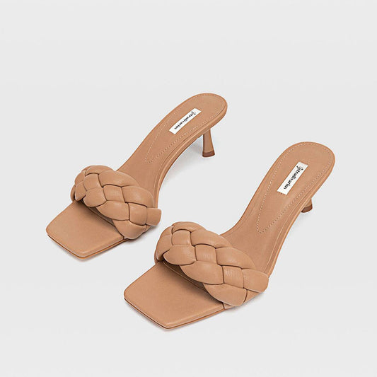 Square Open Toe Mid Heel Sandals