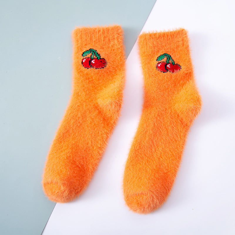 Japanese Plus Coral Velvet Fruit Colour Sock