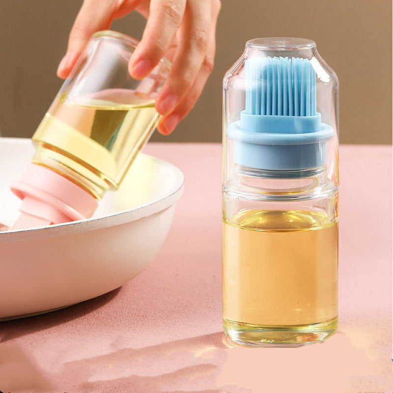 Portable Oil Bottle with Brush Silicone Barbecue Liquid Gadget