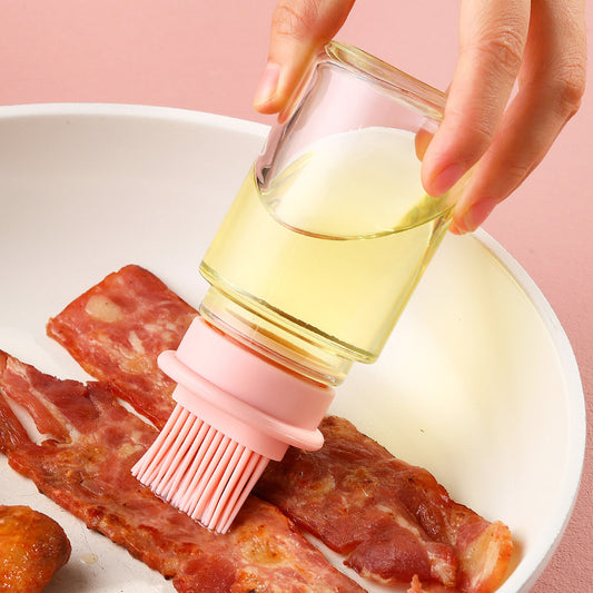 Portable Oil Bottle with Brush Silicone Barbecue Liquid Gadget