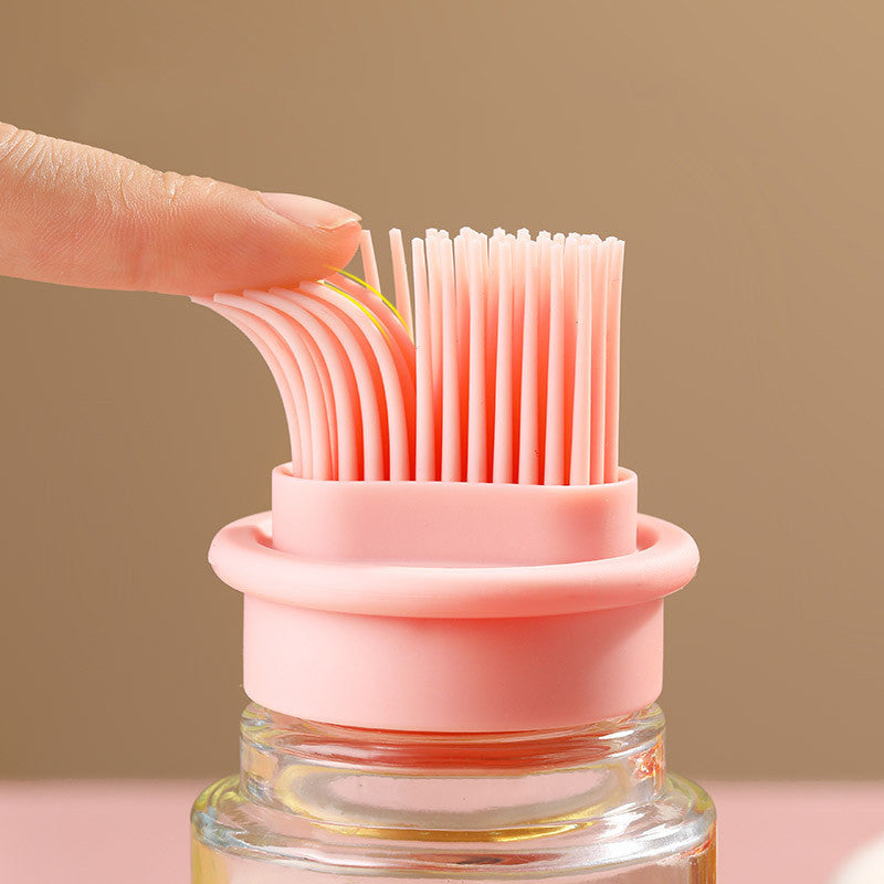 Portable Oil Bottle with Brush Silicone Barbecue Liquid Gadget