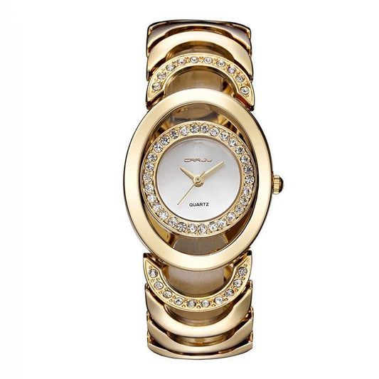 Modische und elegante Damenuhr mit Stahlband und Diamanten