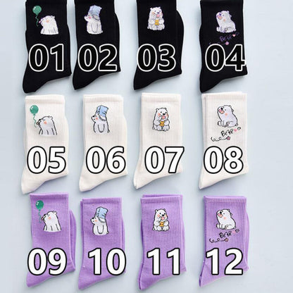 Cute Winter Fashion Women's Cotton Tube 4 Pair Socks