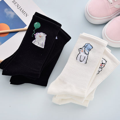 Cute Winter Fashion Women's Cotton Tube 4 Pair Socks