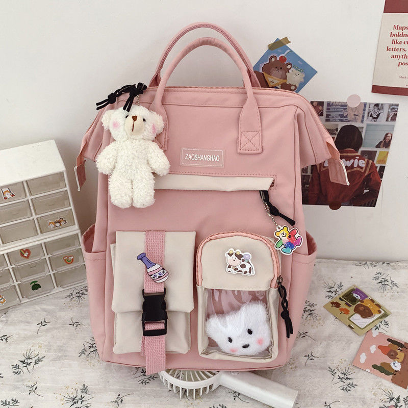 Preppy Purple Women Waterproof Candy Colors Backpack