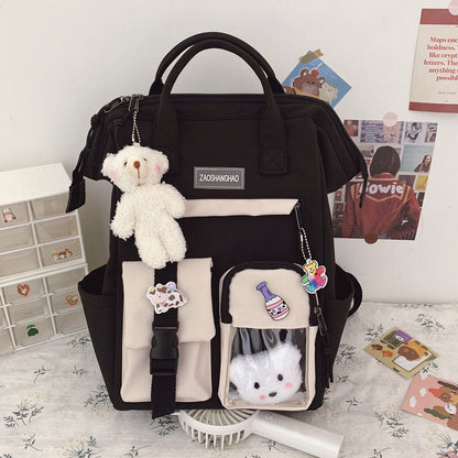 Preppy Purple Women Waterproof Candy Colors Backpack