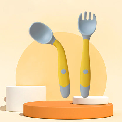 Silicone Spoon for Baby Utensils Set Auxiliary Food Toddler Learn To Eat
